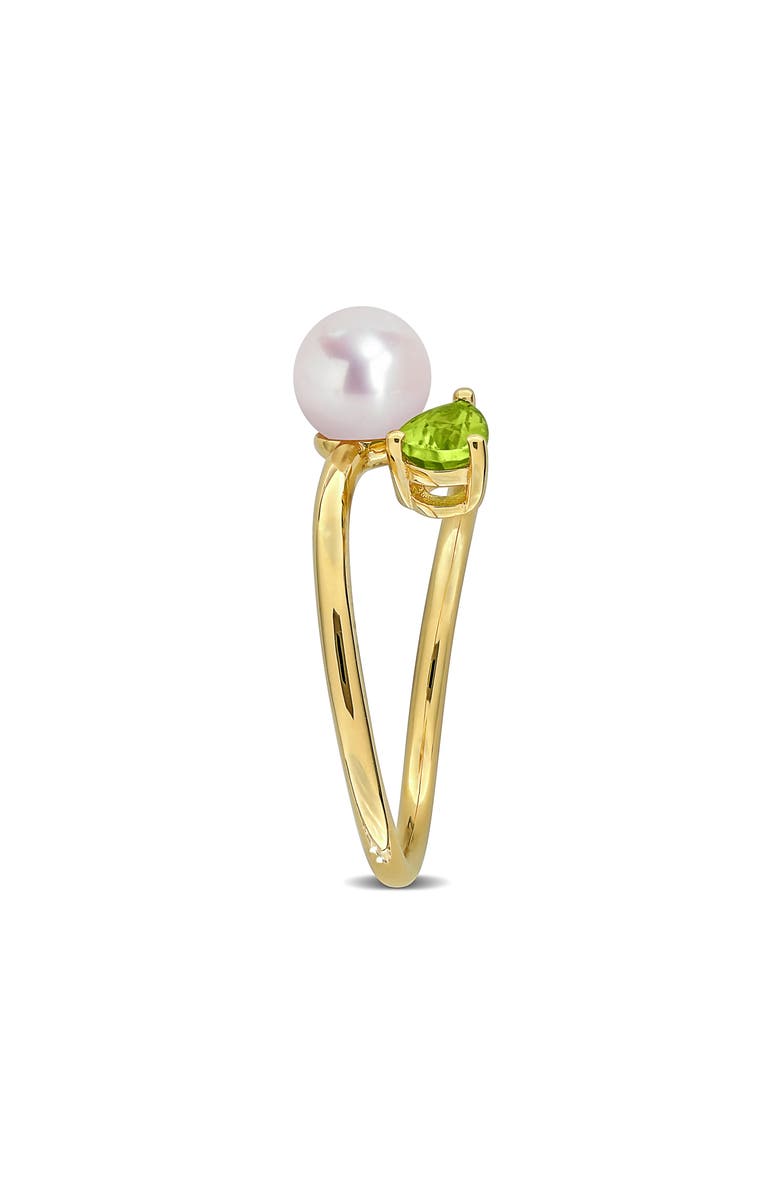 DELMAR Cultured Pearl & Semiprecious Stone Crossover Ring, Alternate, color, Green Peridot