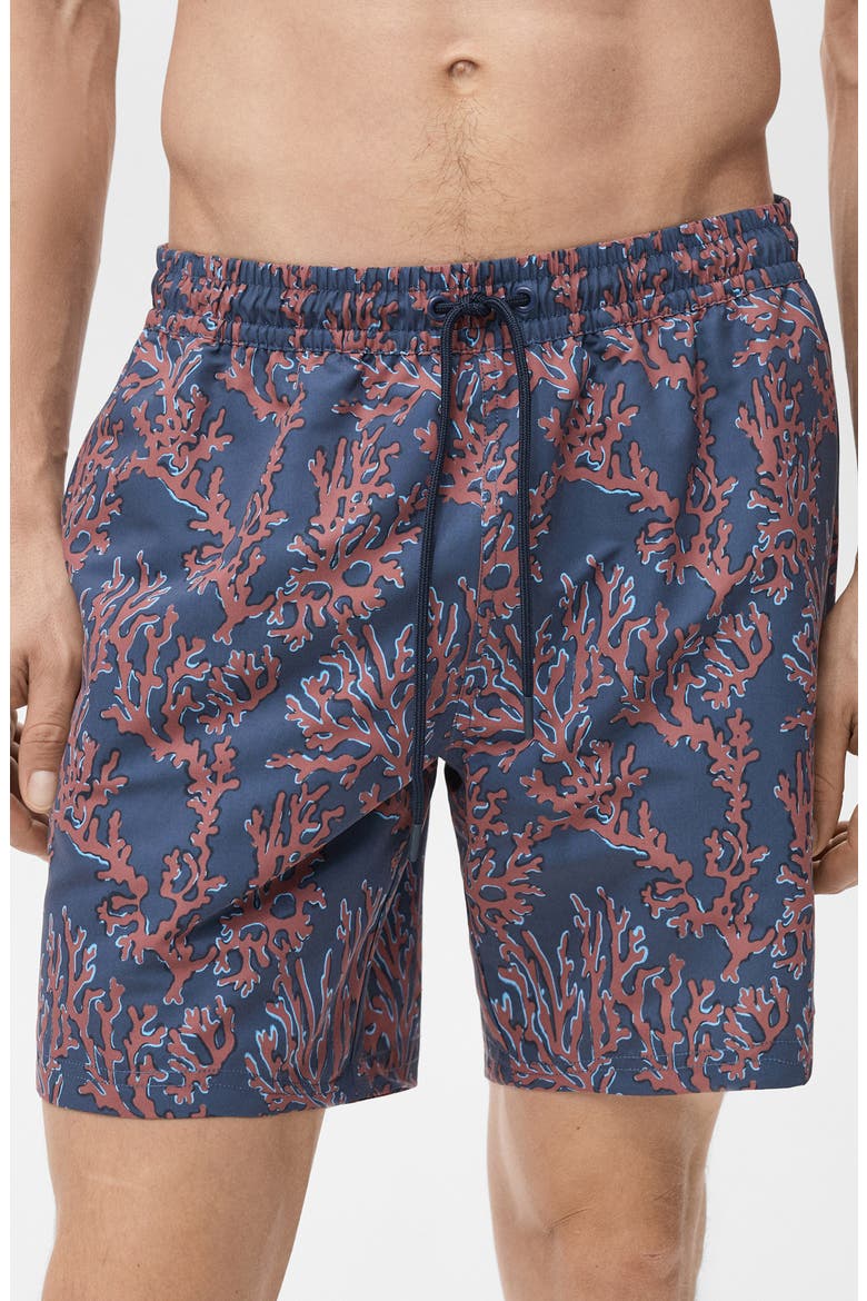 Coral Print Swim Trunks, Main, color, CORAL RED