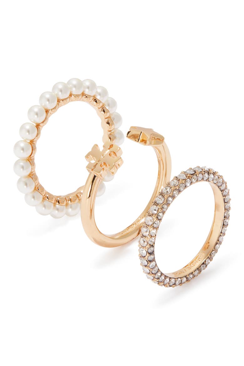 Moondance Set of 3 Stacking Rings, Main, color, TORY GOLD / CREAM / CRYSTAL