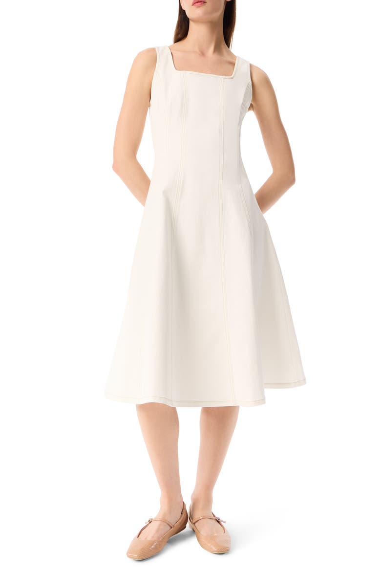 Sleeveless Seamed Fit & Flare Dress, Main, color, CHALK