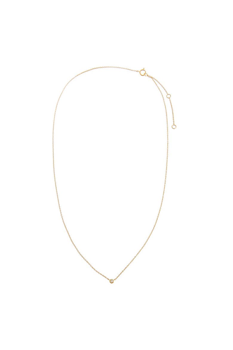 Diamond Tiny Bezel Necklace 14K, Alternate, color, 14K Gold
