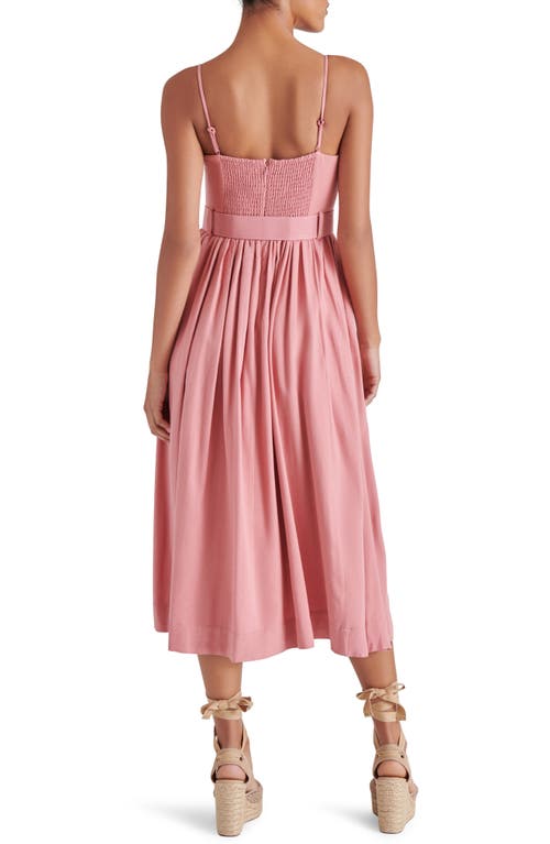 Steve Madden Napoli Belted Linen Blend Midi Dress In Dusty Rose