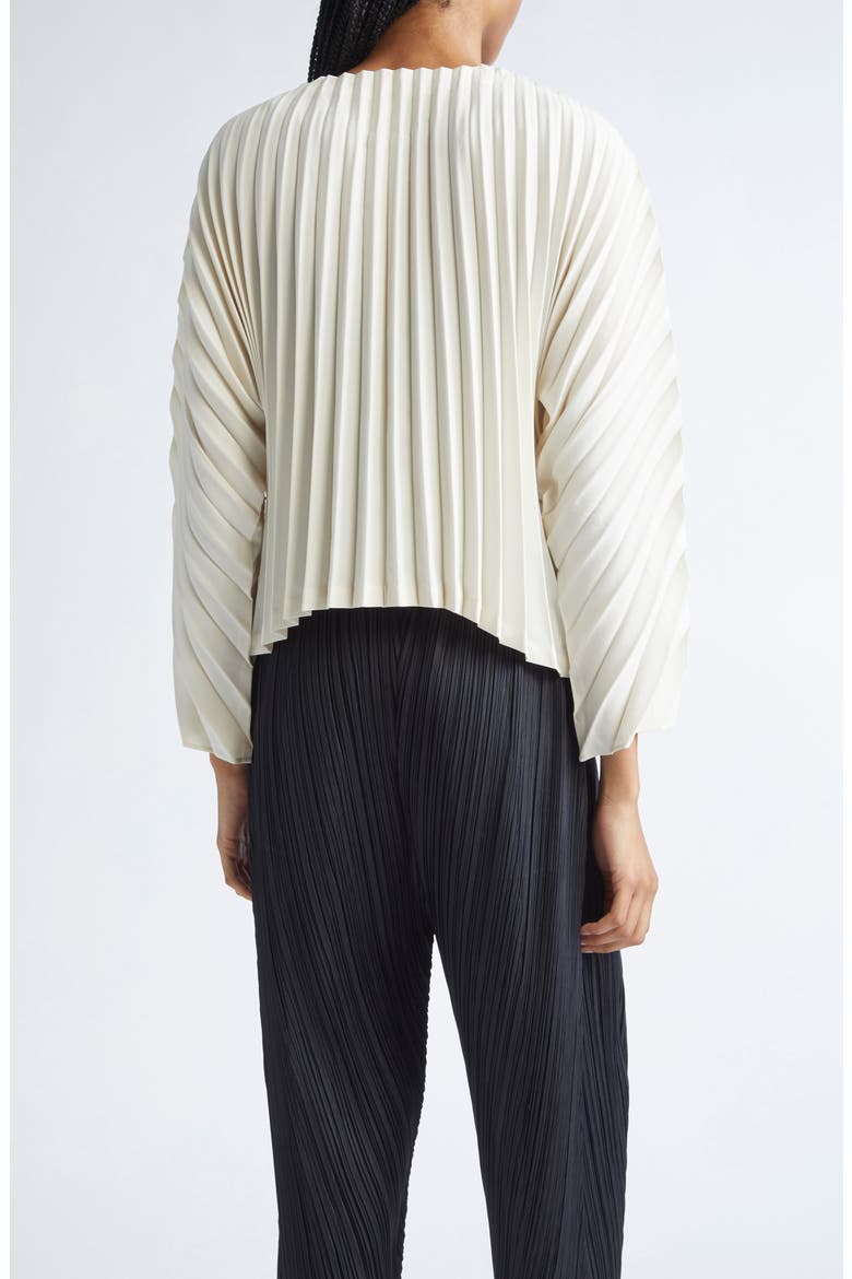 Circular Pleated Cardigan, Alternate, color, OFF WHITE