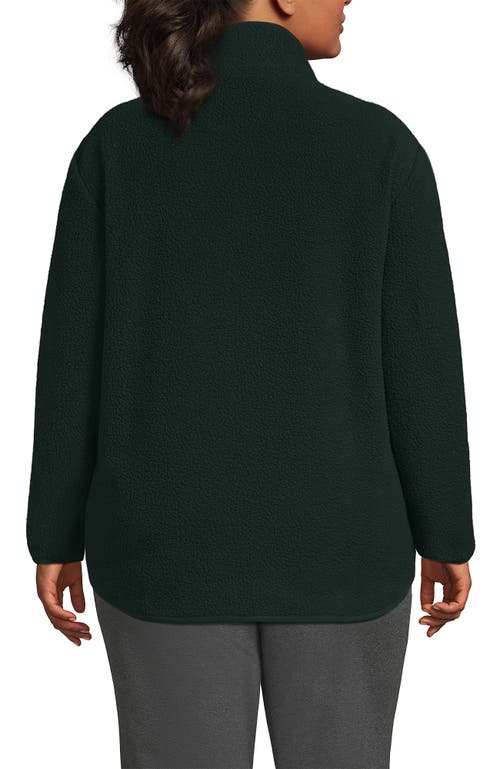 Lands' End Cozy High Pile Full Zip Fleece Jacket In Green