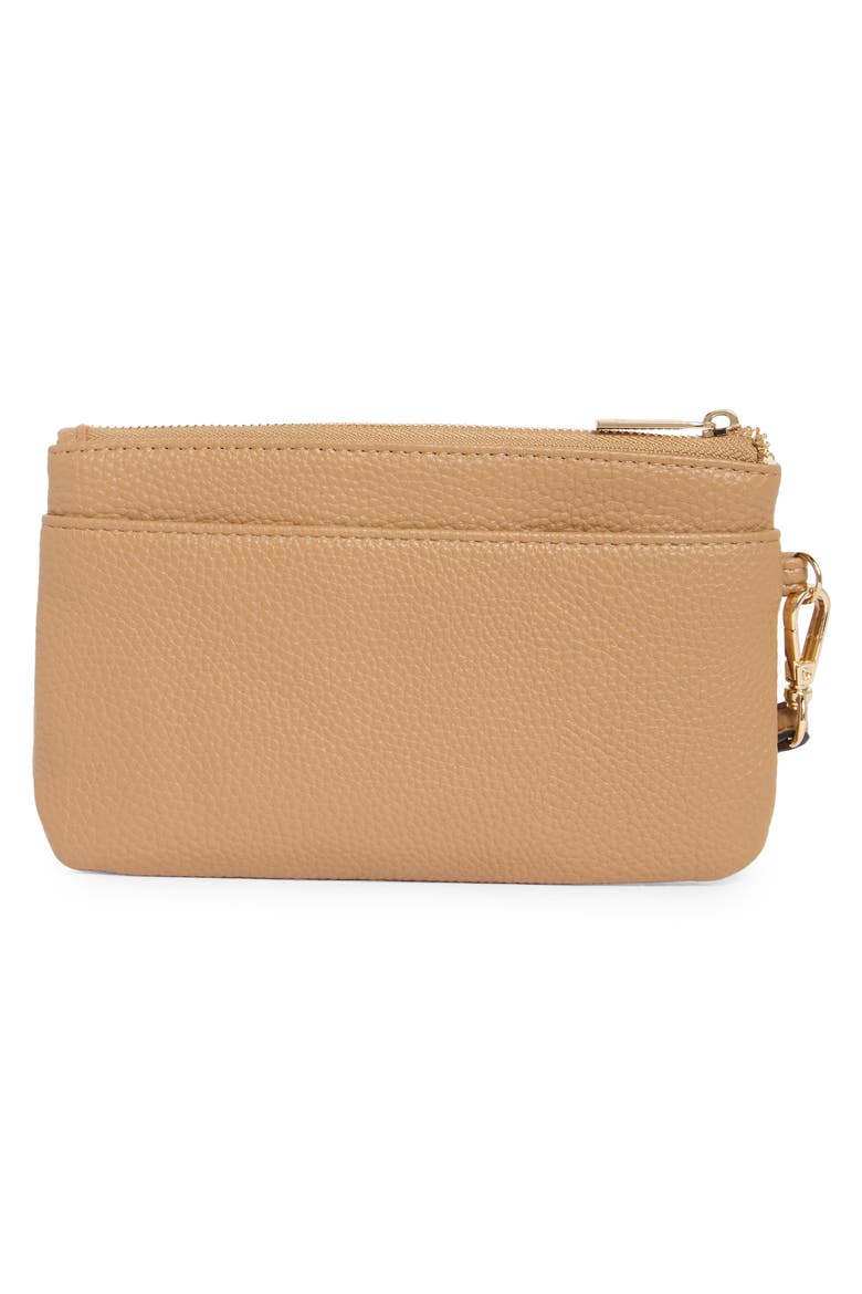 Faux Leather Wristlet with Card Case, Alternate, color, BROWN SUGAR/ BROWN GINGHAM