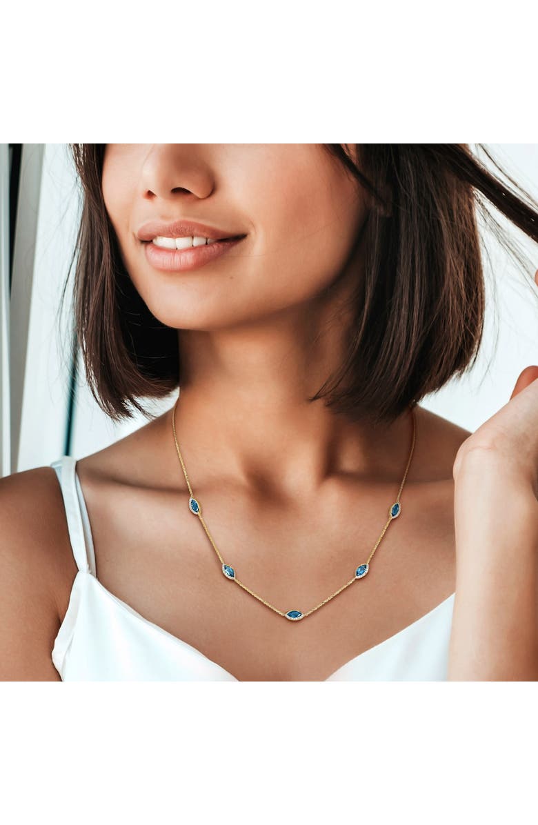 Julianna B. Birthstone & Diamond Station Necklace 14k Gold, Alternate, color, Blue Topaz