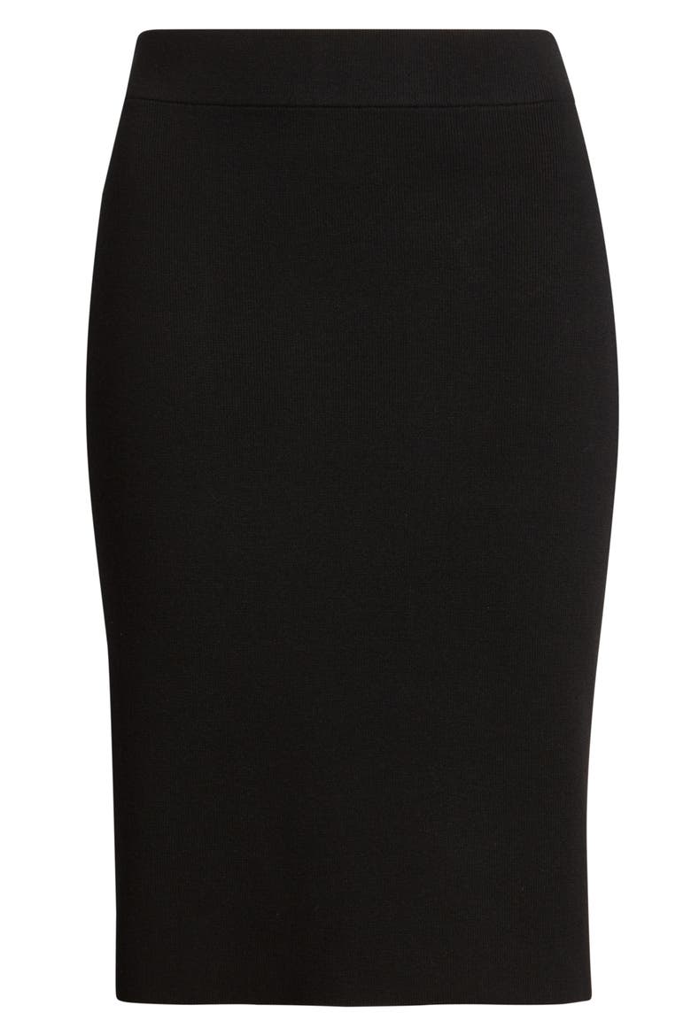 Rib Pencil Skirt, Alternate, color, ANNE BLACK