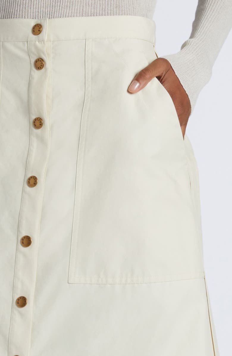 Moncler Snap Front Twill A-Line Skirt, Alternate, color, 