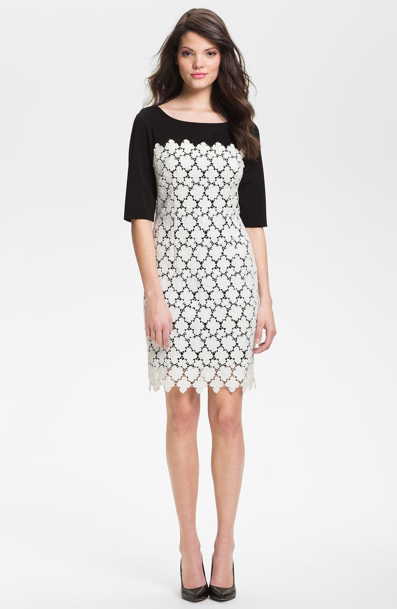 Suzi Chin for Maggy Boutique Lace Overlay Sheath Dress, Main, color, 