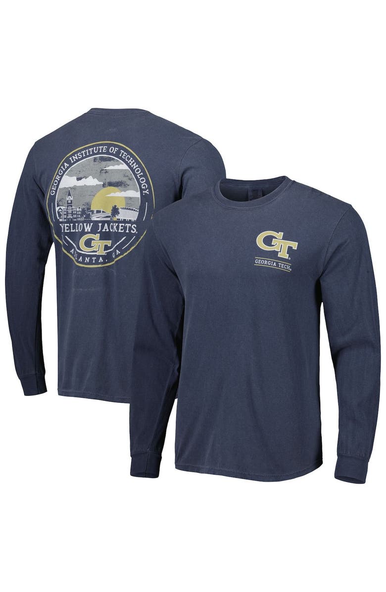 IMAGE ONE Men's Navy Georgia Tech Yellow Jackets Circle Campus Scene Long Sleeve T-Shirt, Main, color, 