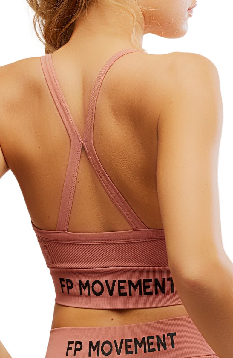 Free People FP Movement Long Haul Logo Sports Bra, Alternate, color, Petal