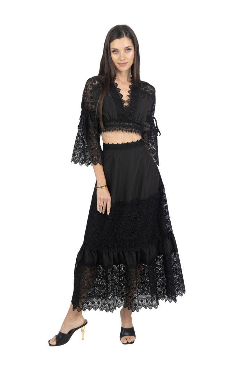 AKALIA Emily Guipure Lace Top & Maxi Skirt Set, Main, color, 