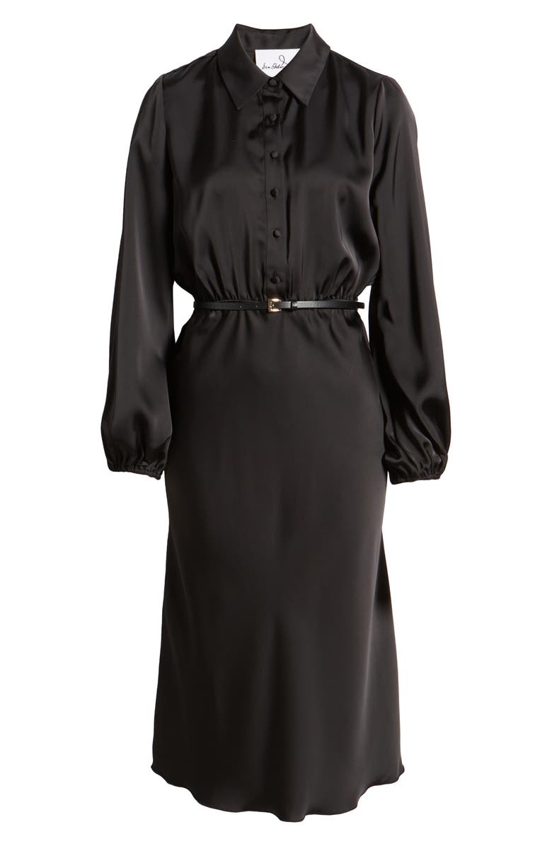 Sam Edelman Fluid Long Sleeve Satin Midi Shirtdress, Alternate, color,
