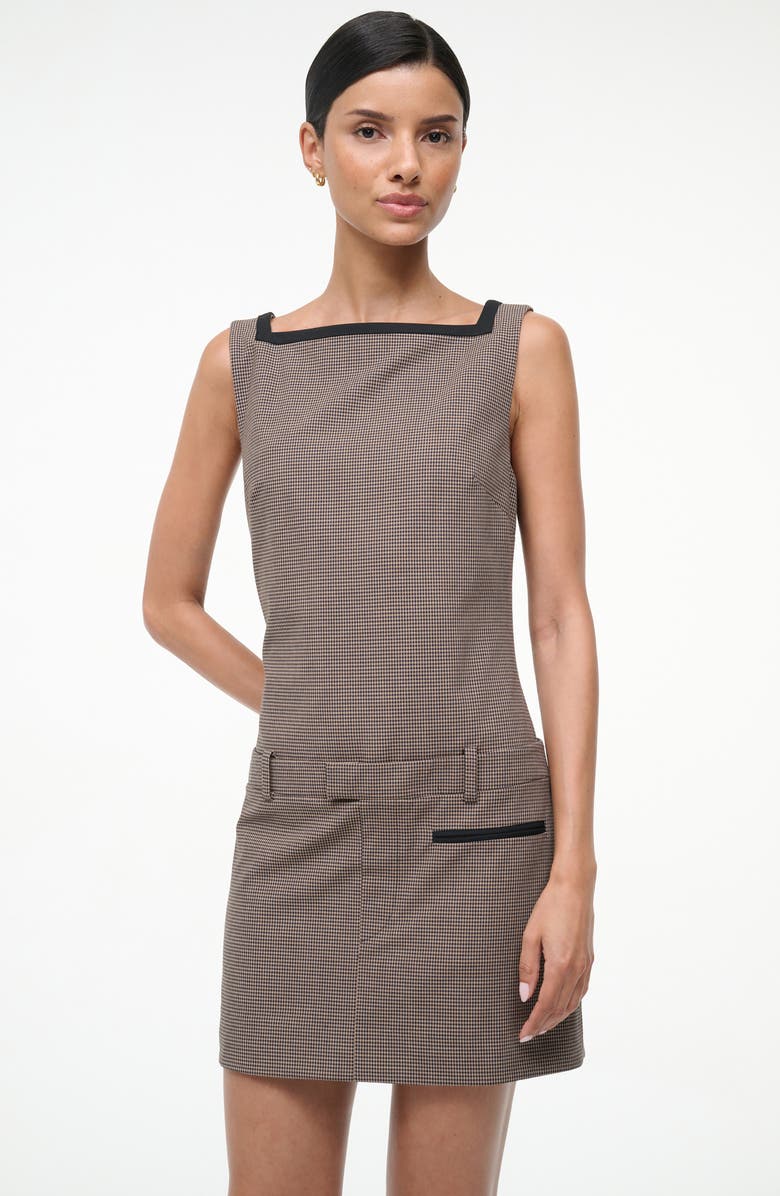 STAUD Skyla Sleeveless Drop Waist Sheath Minidress, Alternate, color, Houndstooth