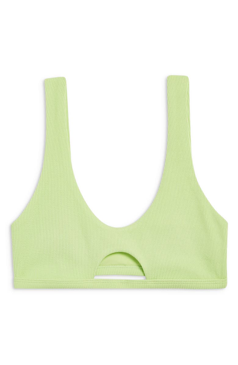 Topshop Cutout Rib Bikini Top, Alternate, color, 