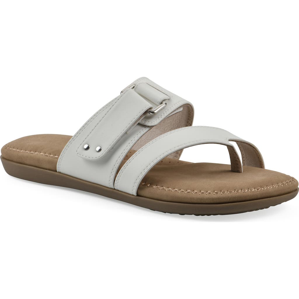 Cliffs By White Mountain Fancify Toe Loop Sandal In White Burnished Smooth