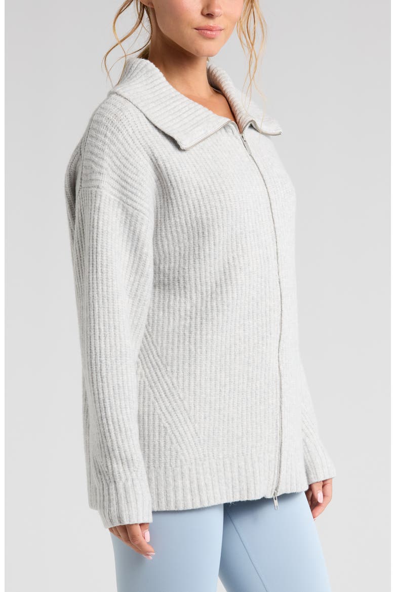 Cozy Knit Zip-Up Cardigan, Alternate, color, GREY LIGHT HEATHER