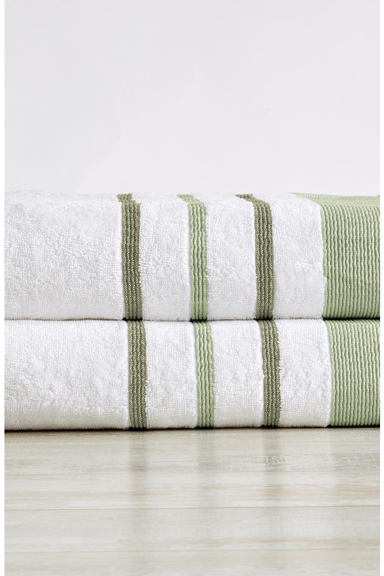 Luxurious Cotton 2-Pack Decorative Bath Towel Set, Alternate, color, DESERT SAGE GREEN / MOSS GREEN