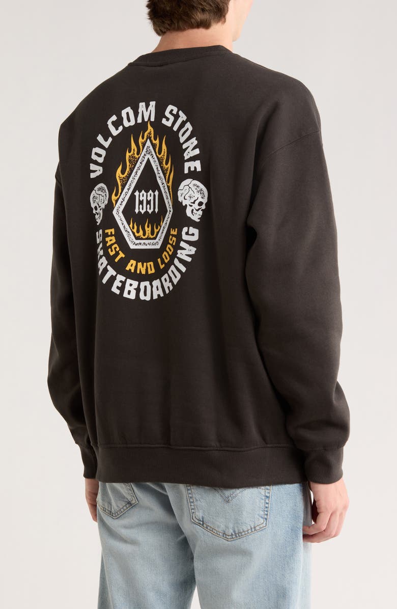 Volcom Round About Crew Sweater, Alternate, color, Stealth