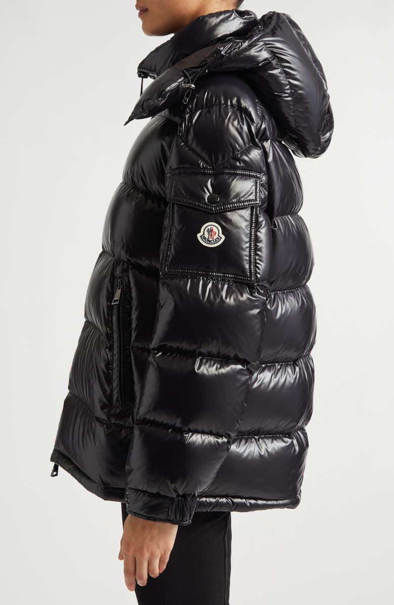 Moncler Maire Lacquered Nylon Down Puffer Jacket, Alternate, color, Black