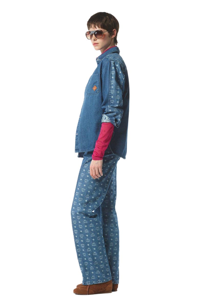 MCM Monogram Jacket in Denim Jacquard, Alternate, color, Blue