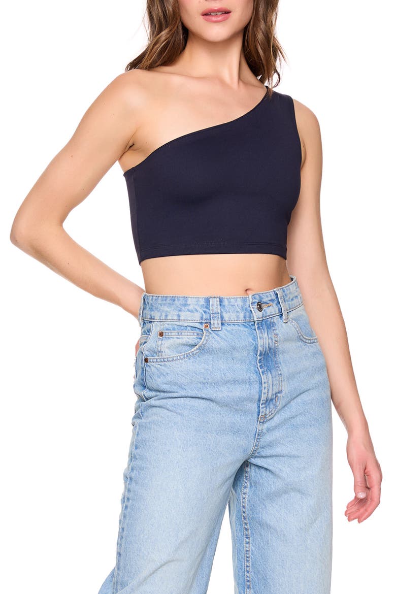 One-Shoulder Crop Top, Alternate, color, MIDNIGHT