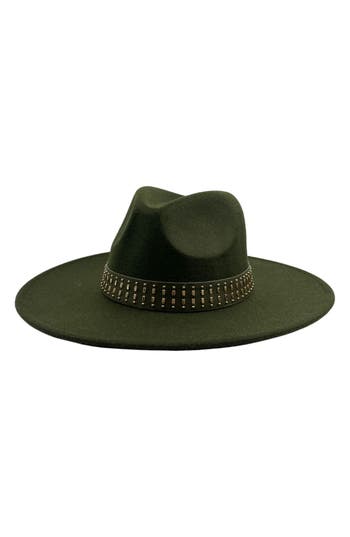 Marcus Adler Studded Band Wool Blend Panama Hat In Olive
