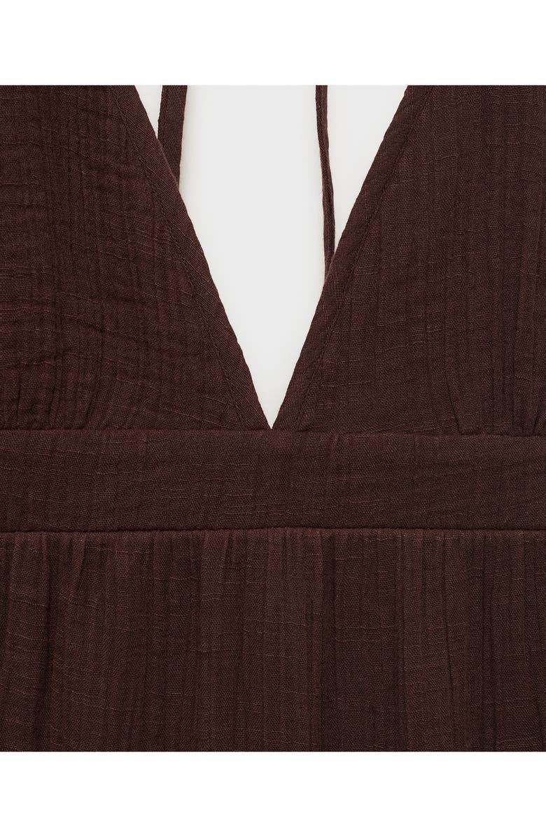 MANGO Cotton Halter Dress, Alternate, color, Chocolate
