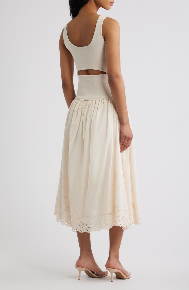 FREEMARKET Sleeveless Mixed Media Midi Dress, Alternate, color, Light Taupe