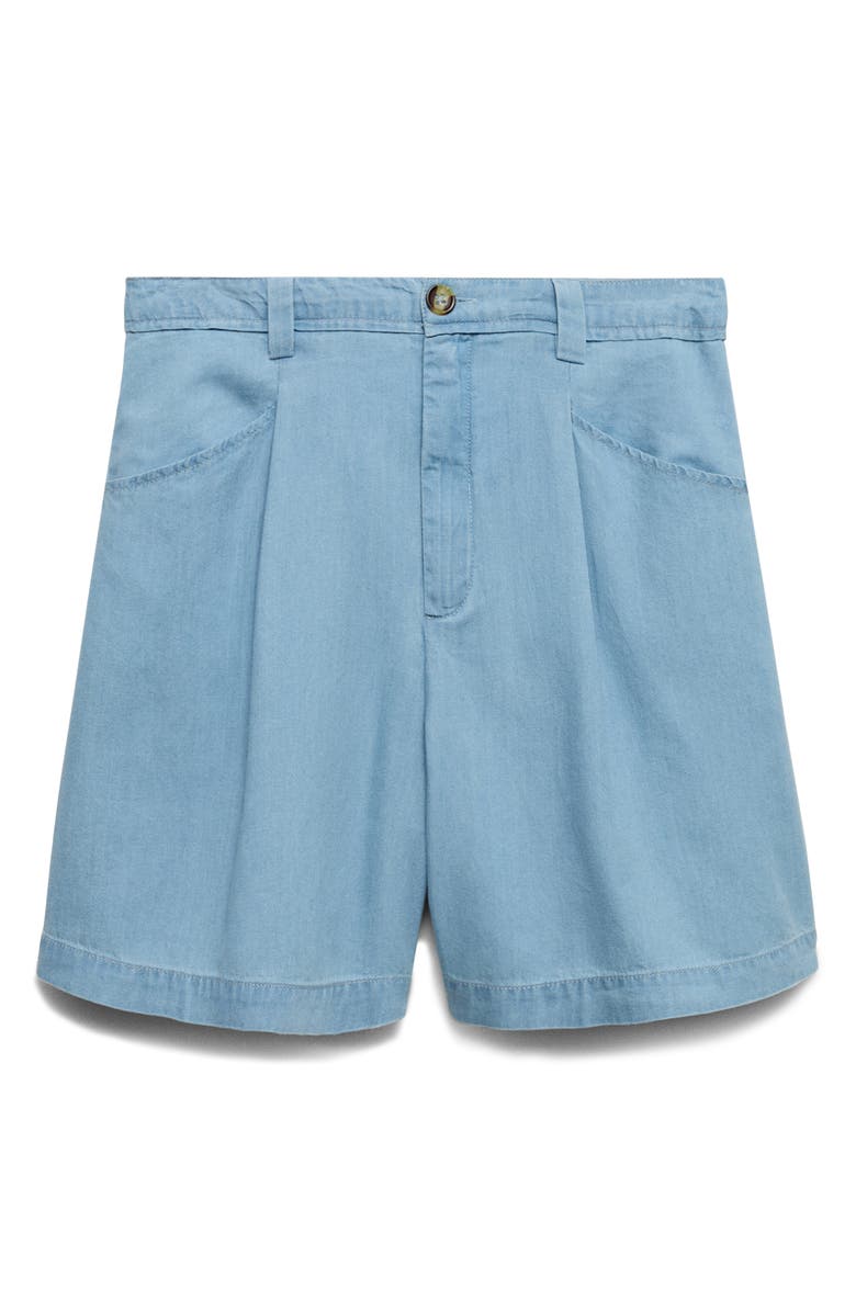 MANGO Mid Waist Chambray Shorts, Alternate, color,