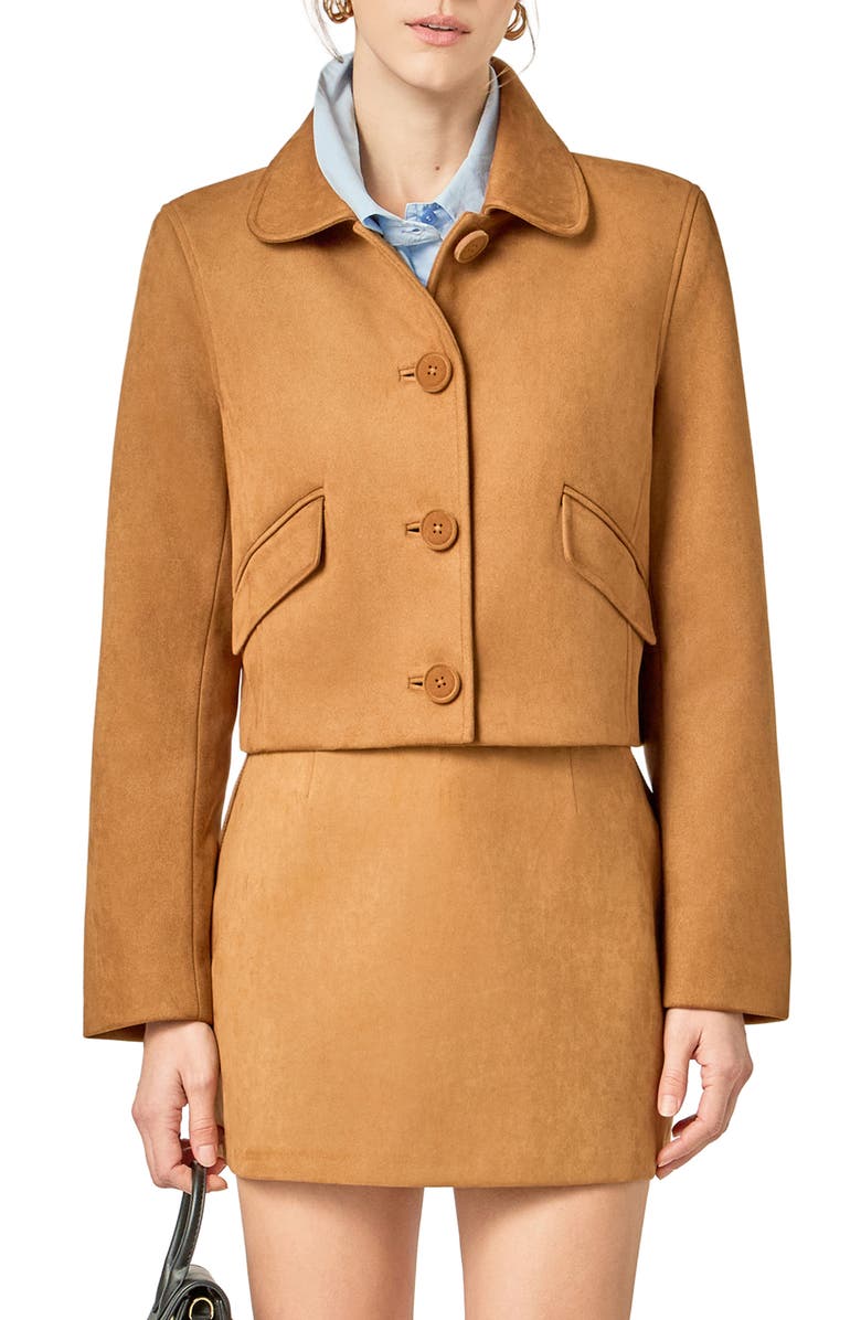 English Factory Faux Suede Jacket, Main, color, Camel