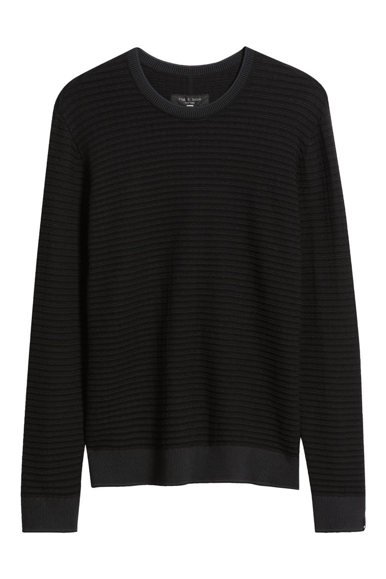 Harvey Stripe Cotton Blend Sweater, Alternate, color, BLACK