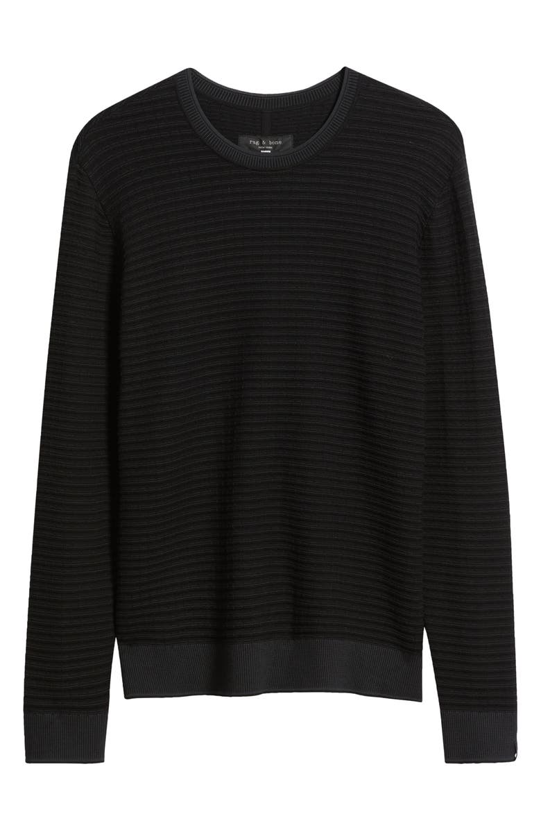 rag & bone Harvey Stripe Cotton Blend Sweater, Main, color, Black