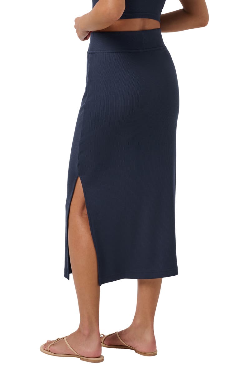 TravisMathew Cloud Rib Midi Skirt, Alternate, color, Navy Blazer