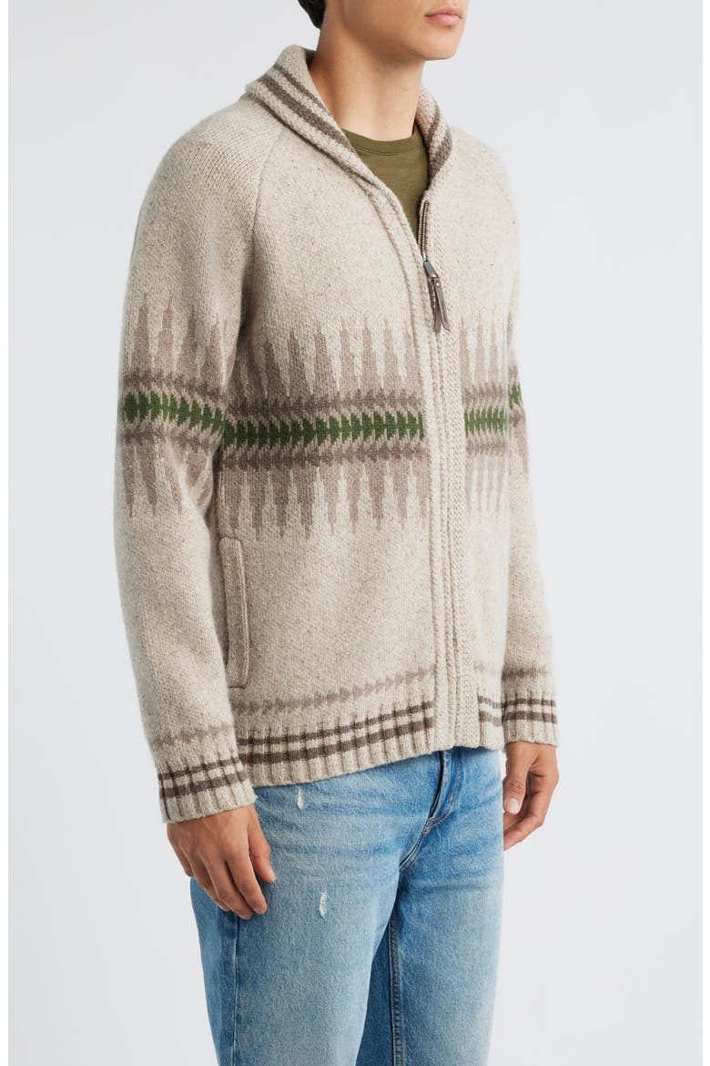 Sawtooth Buck Lambswool Blend Zip Cardigan, Alternate, color, SAWTOOTH OATMEAL