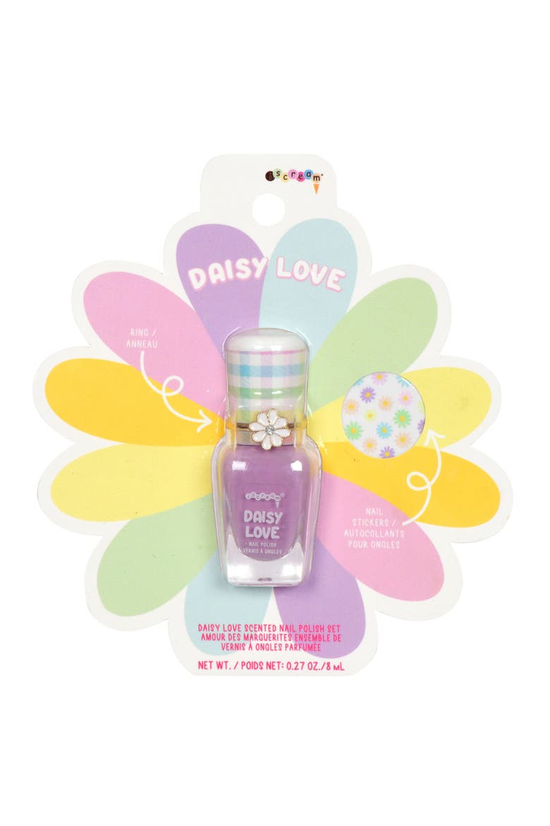 Kids' Daisy Love Nail Polish, Ring & Nail Sticker Set, Main, color, MULTI