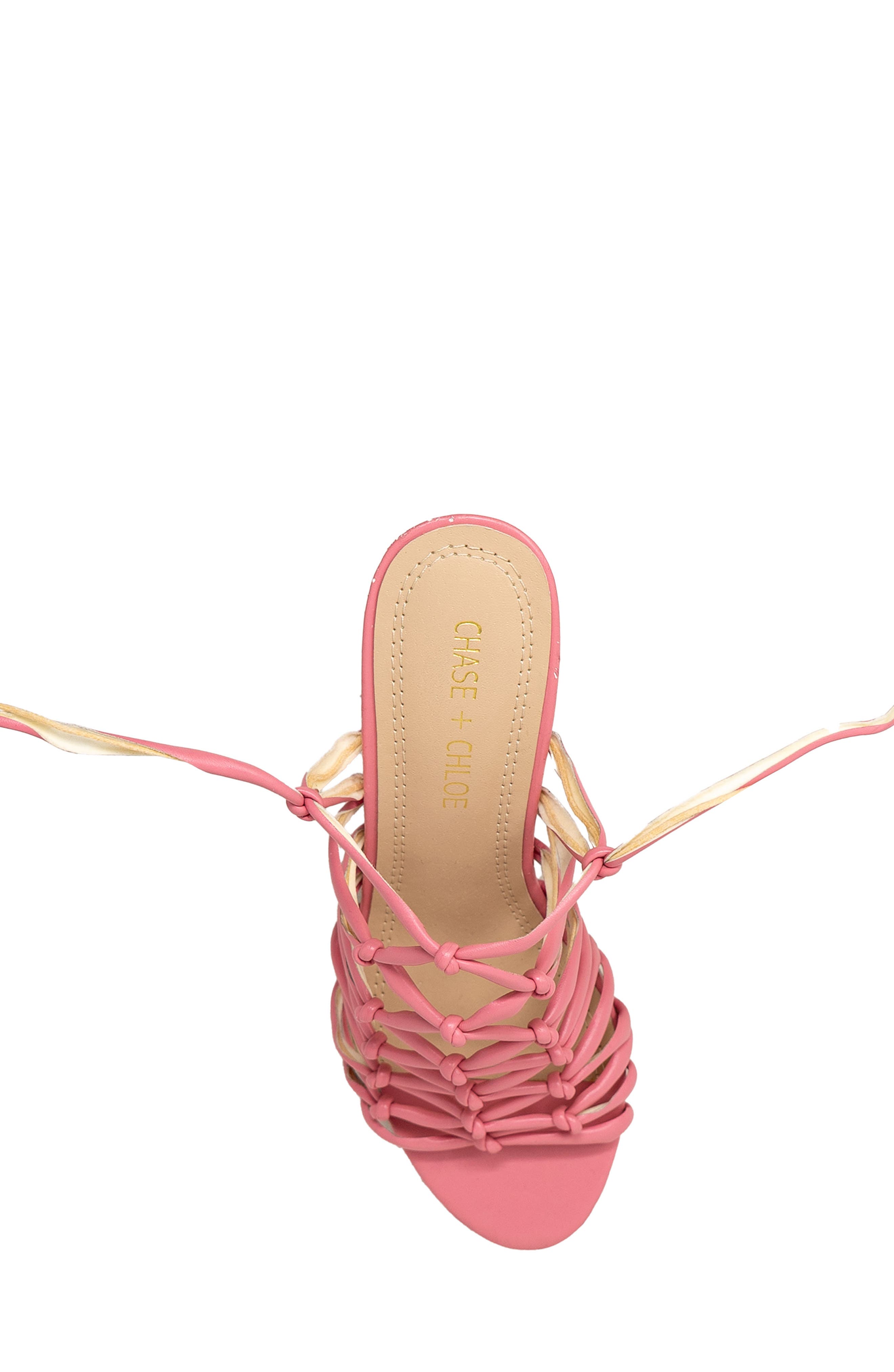 CHASE AND CHLOE Nami Caged Ankle Wrap Sandal, Alternate, color, Pink Pu
