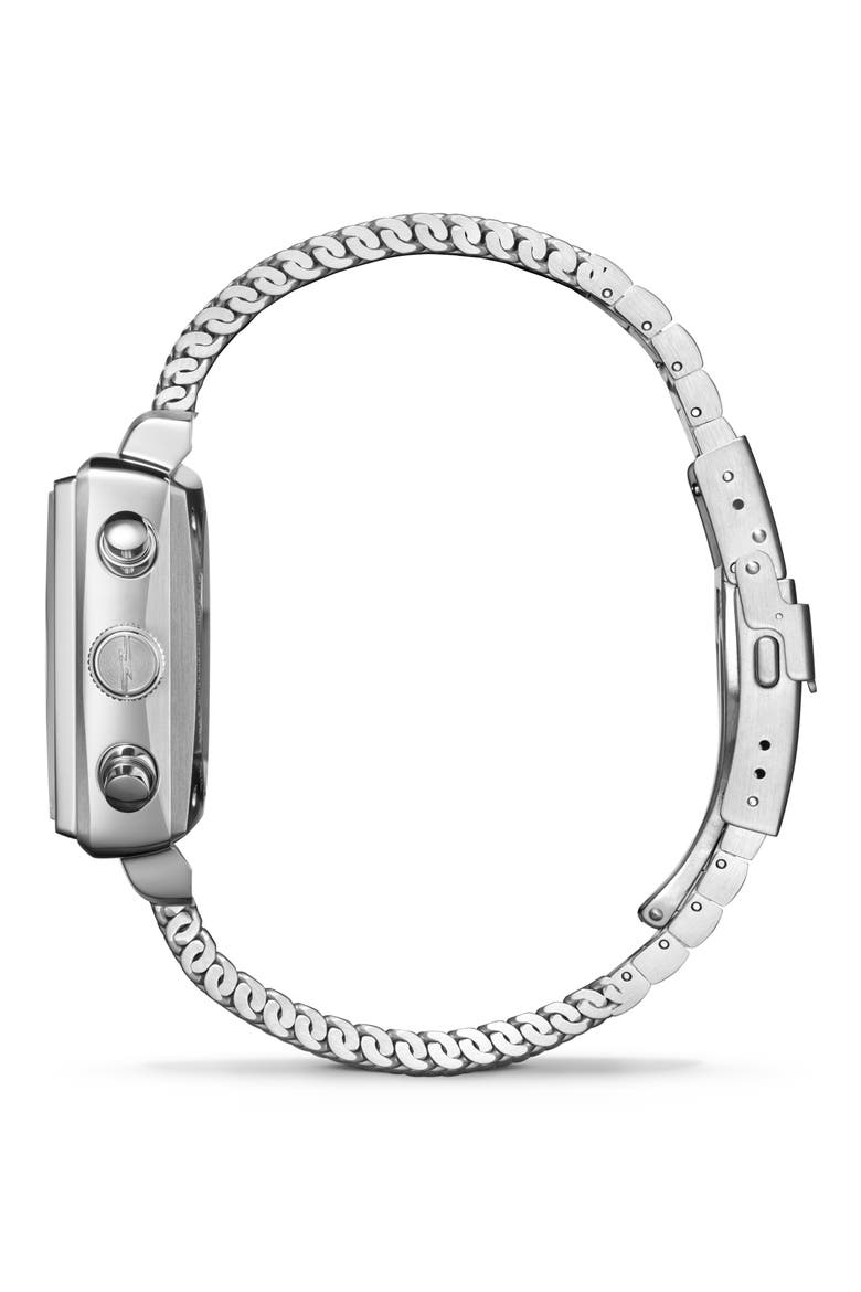 Mackinac Steel Mesh Bracelet Chronograph Watch, 40mm, Alternate, color, SILVER/ BLUE