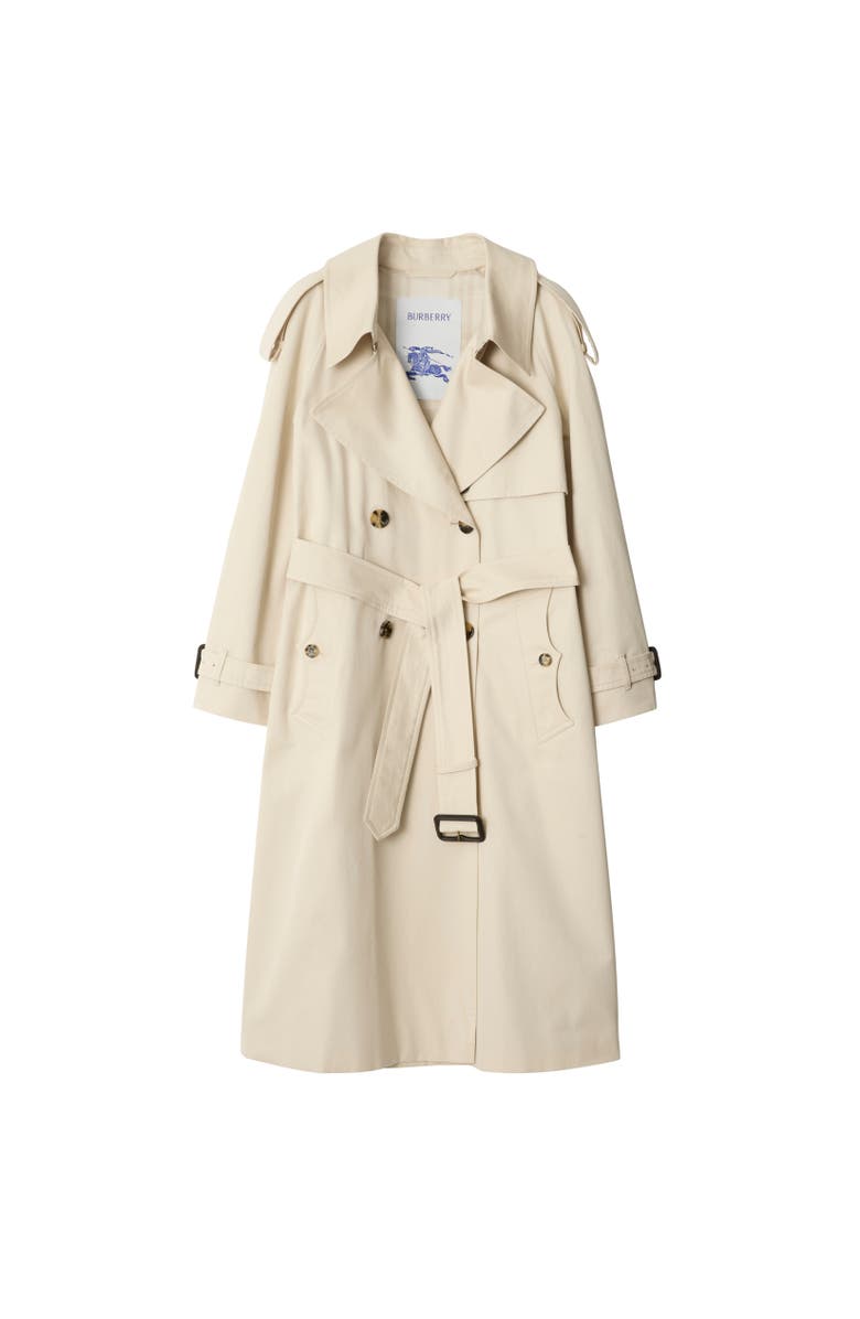 Burberry Long Lightweight Cotton Fitzrovia Trench Coat, Alternate, color, Clam Beige