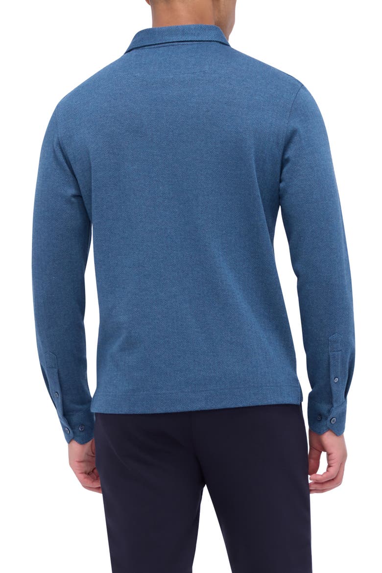 Long Sleeve Cotton Blend Polo, Alternate, color, TEAL