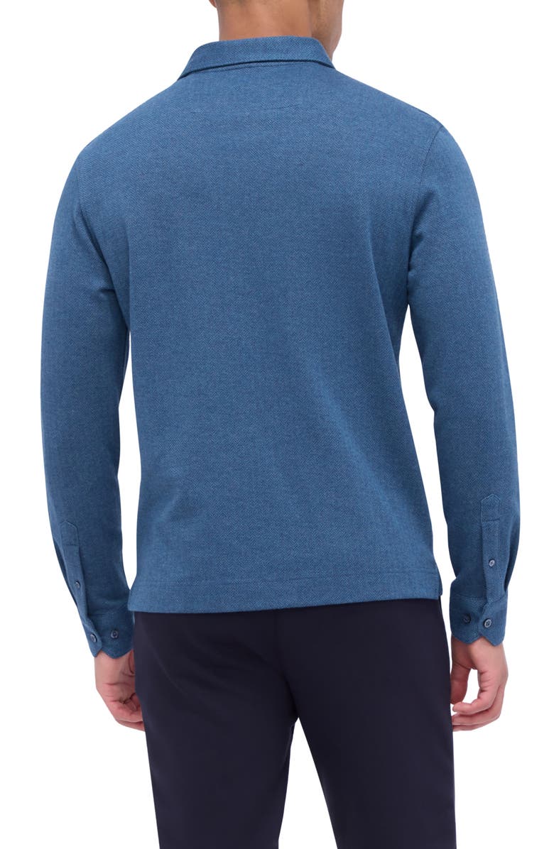 Bugatchi Long Sleeve Cotton Blend Polo, Alternate, color, Teal