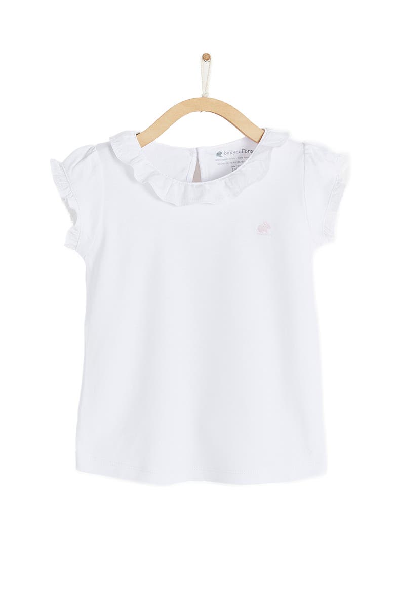 Premium Peruvian Pima Cotton Essentials Detailed Collar Top for Toddler, Main, color, WHITE
