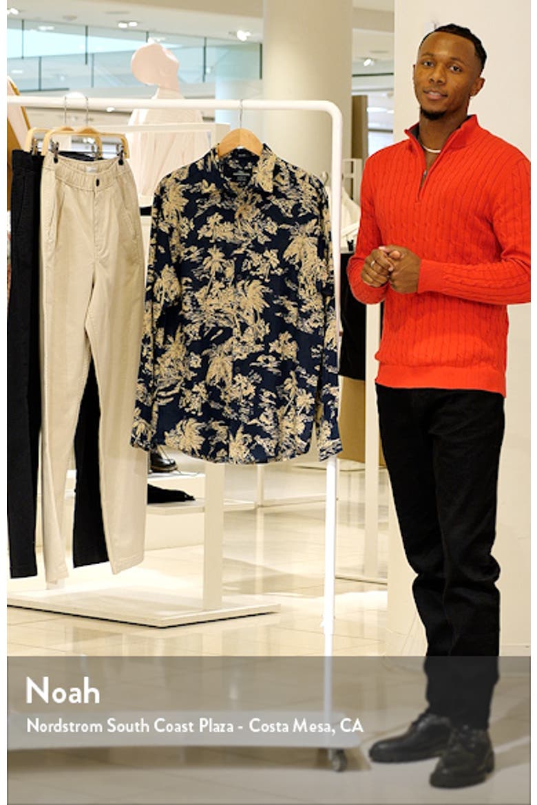 Livingstone Original Fit Tropical Print Linen Button-Up Shirt video