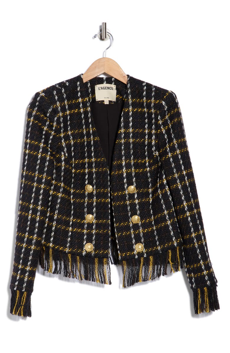 L'AGENCE Belmont Fringe Tweed Jacket, Alternate, color,