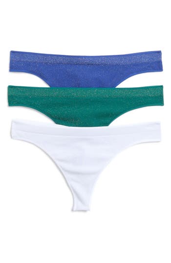 Abound Sammy Seamless Thong In Blue Mazarine-white-gold Lurex