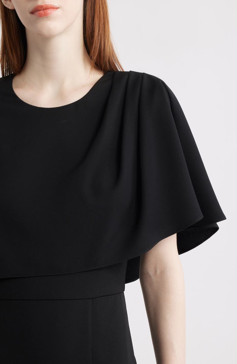 Black Halo Martine Asymmetric Cape Gown, Alternate, color, Black