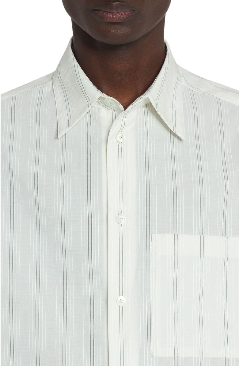 Lanvin Straight Cotton Shirt, Alternate, color, White/Black