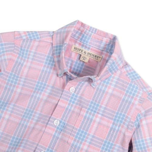 Hope & Henry Boys' Organic Stretch Poplin Shirt, Kids In Pink Petal Plaid