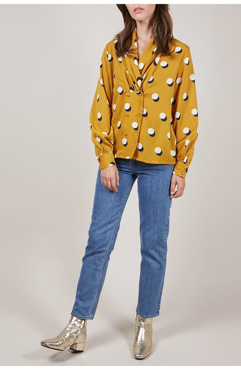 FRNCH Patterned Shawl Collar Blouse, Alternate, color, 