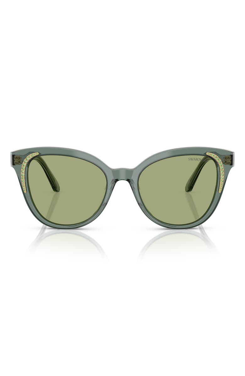 Swarovski 53mm Butterfly Sunglasses, Main, color, Transparent Green/ Dark Green